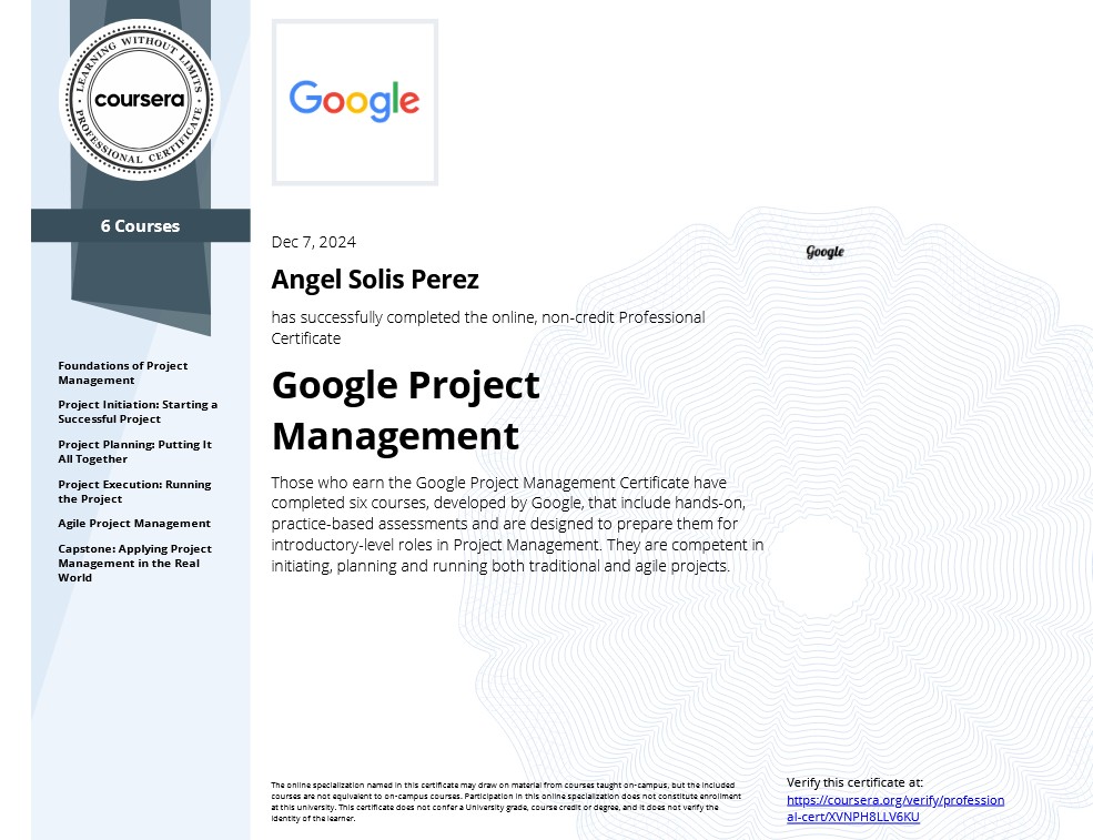 Google Project Management badge
