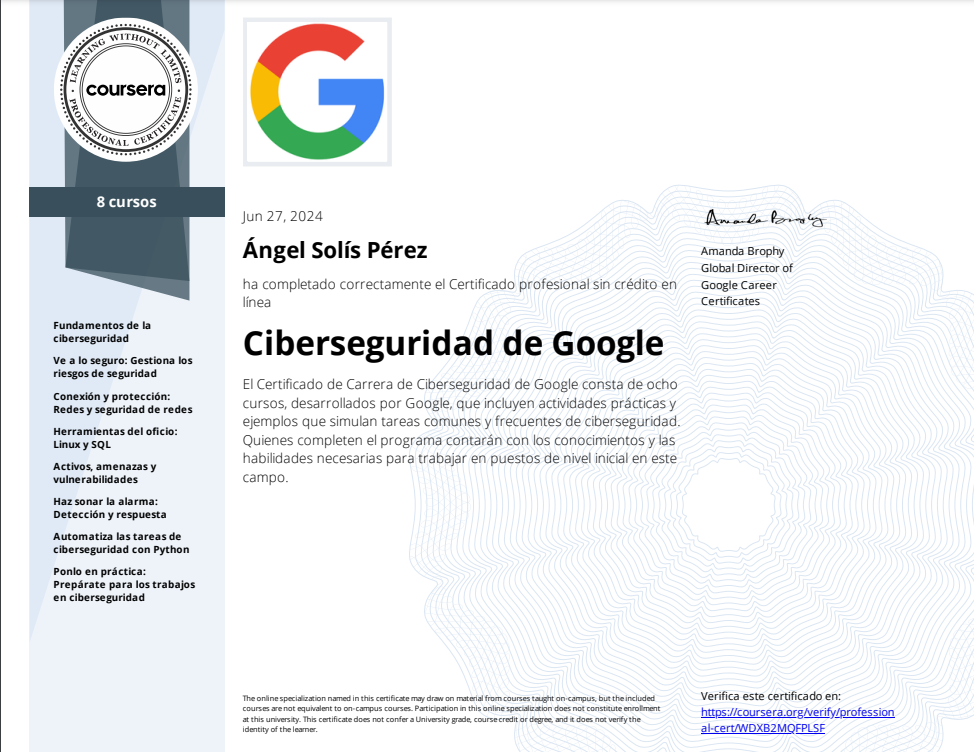 Google Cybersecurity Career Certificate badge